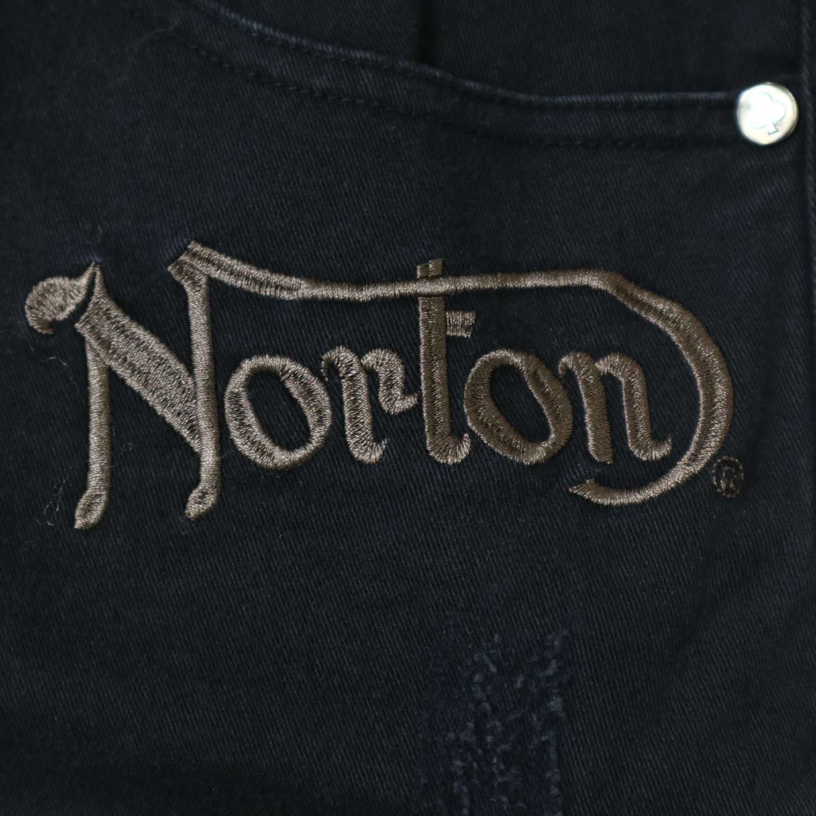 Norton ノートン ダメージ加工☆ ロゴ刺繍 ストレッチ バイカー デニム 