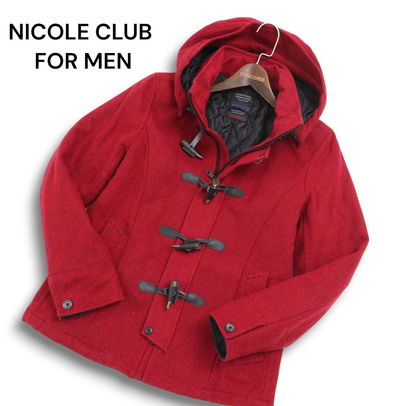 NICOLE CLUB FOR MEN ニコルクラブ フォーメン 秋冬  ウール ダッフル コート Sz.46 メンズ 赤