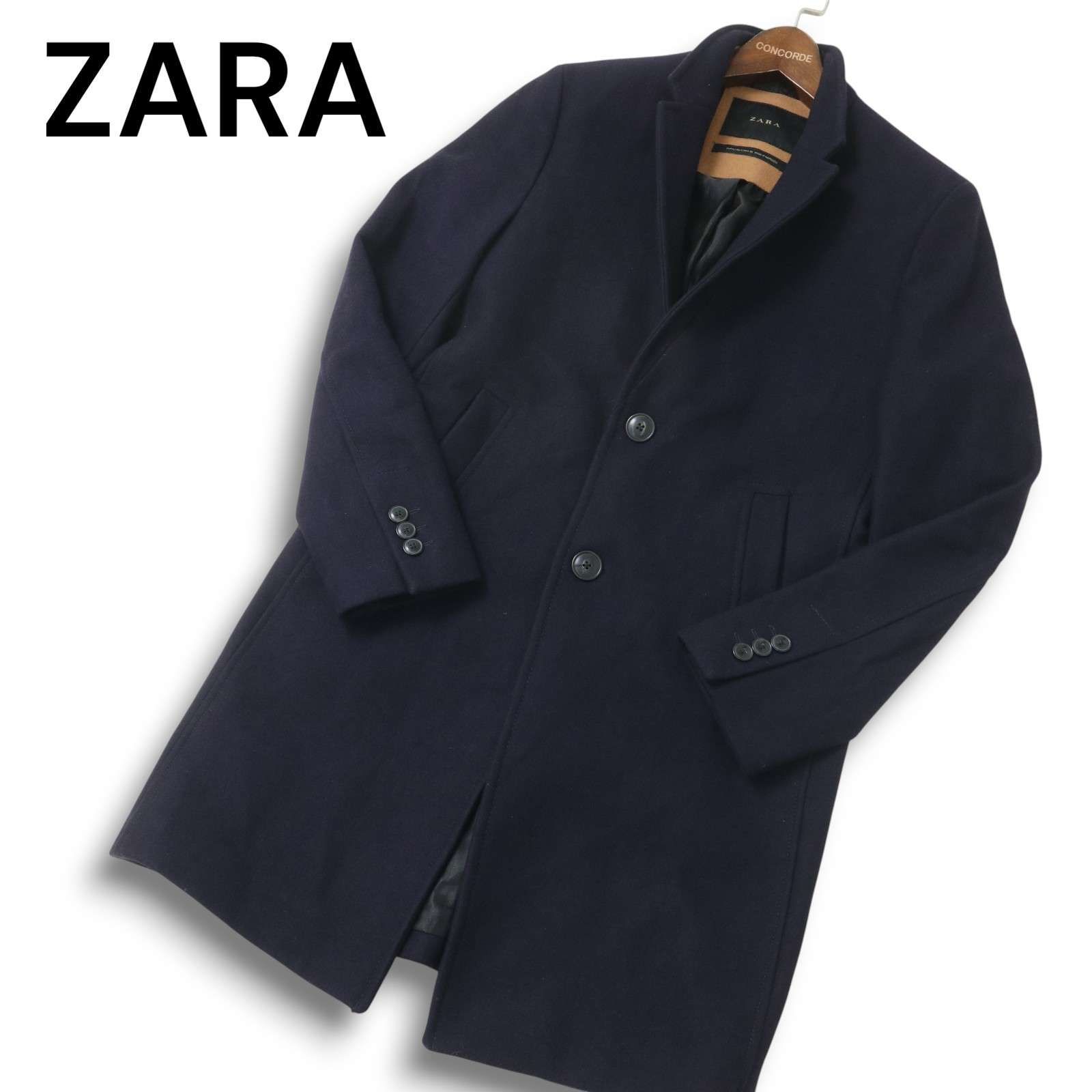 美品】ZARA ザラ マン 秋冬☆ メルトン ウール チェスターコート Sz.S