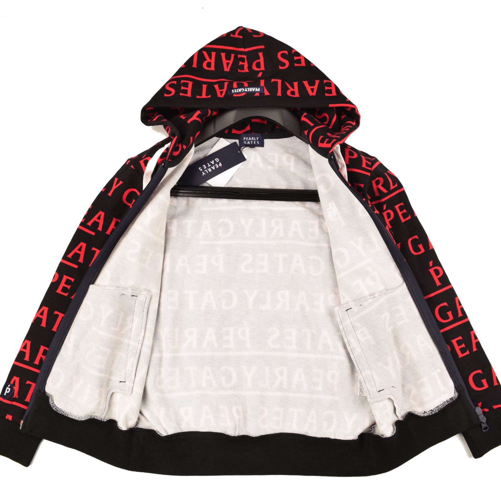 サイズ：4・M・新品】パーリーゲイツ (メンズ) メゾンロゴ柄 裏毛