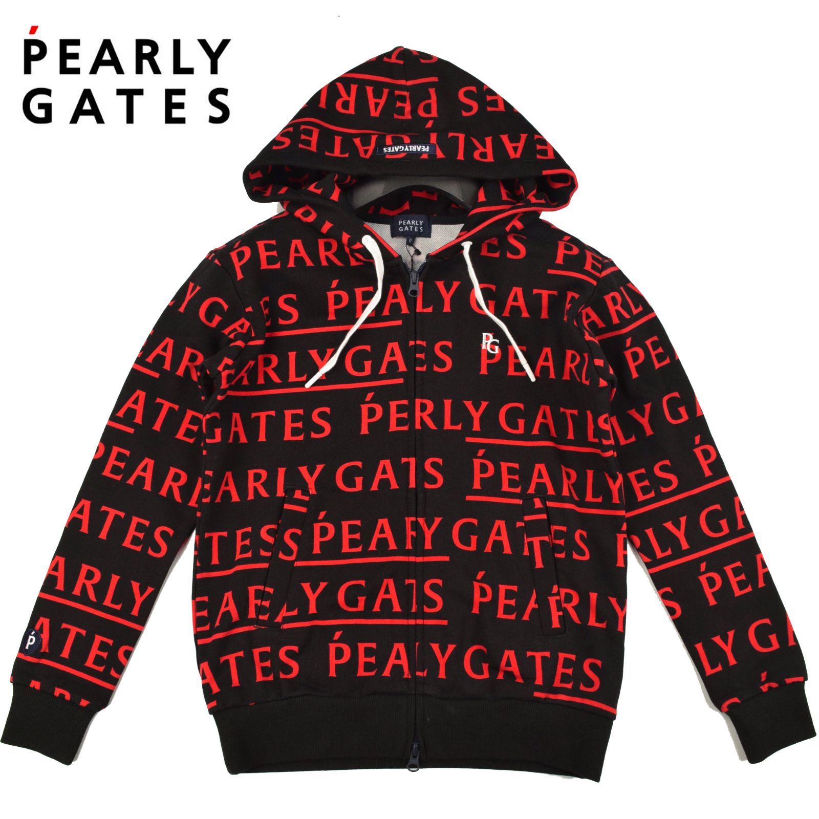 サイズ：4・M・新品】パーリーゲイツ (メンズ) メゾンロゴ柄 裏毛