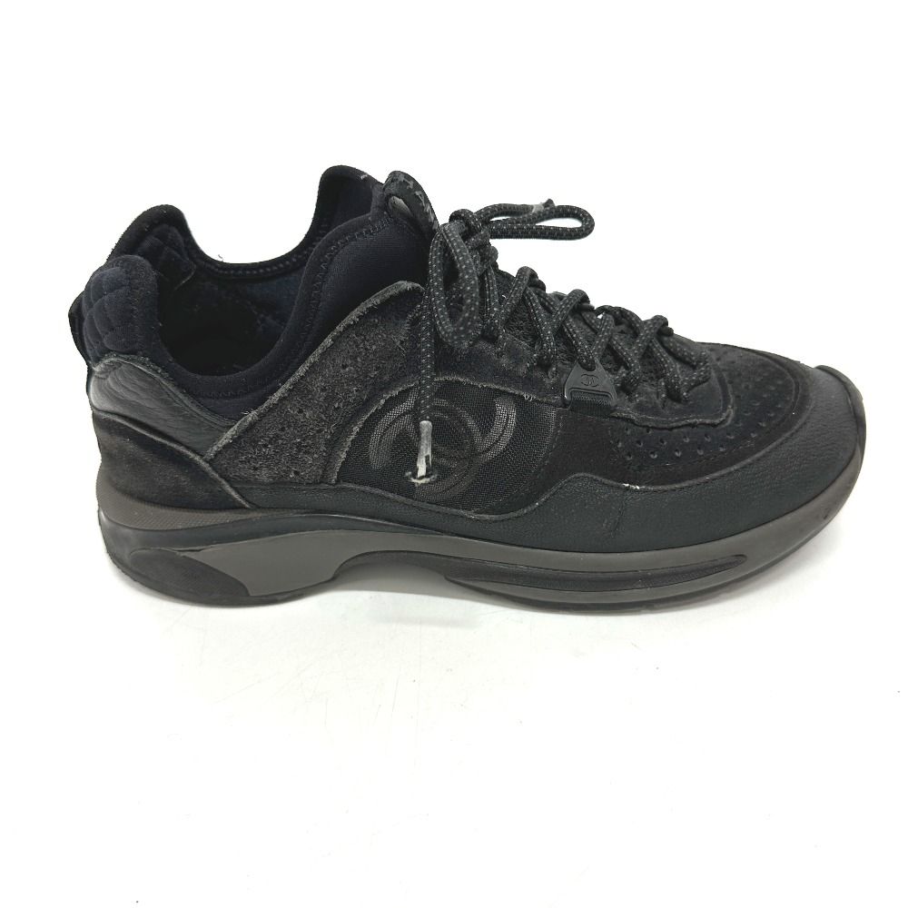 CHANEL ブラック キャンバス スニーカー CHANEL シャネル スニーカー トレーナーズ G40193 キャンバス ブラック