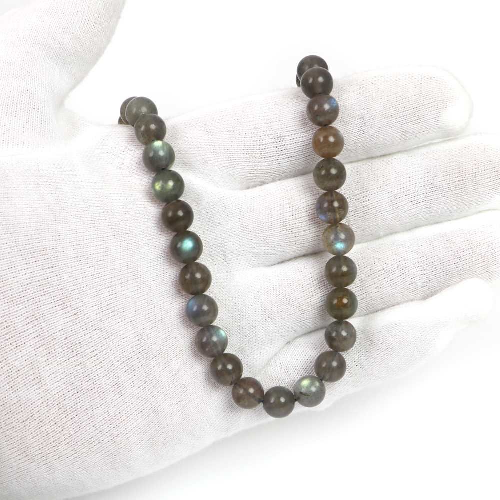 シンプルストーンネックレスラブラドライト 濃いめ 丸玉 8 mm 天然石ビーズパワーストーン