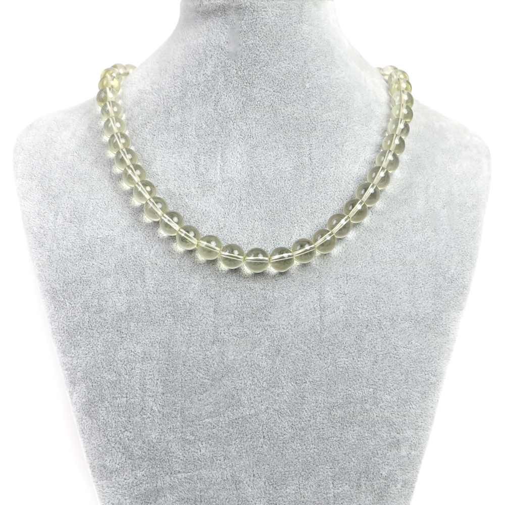 シンプルストーンネックレスレモンクォーツ【丸玉】10mm【天然石ビーズパワーストーン】