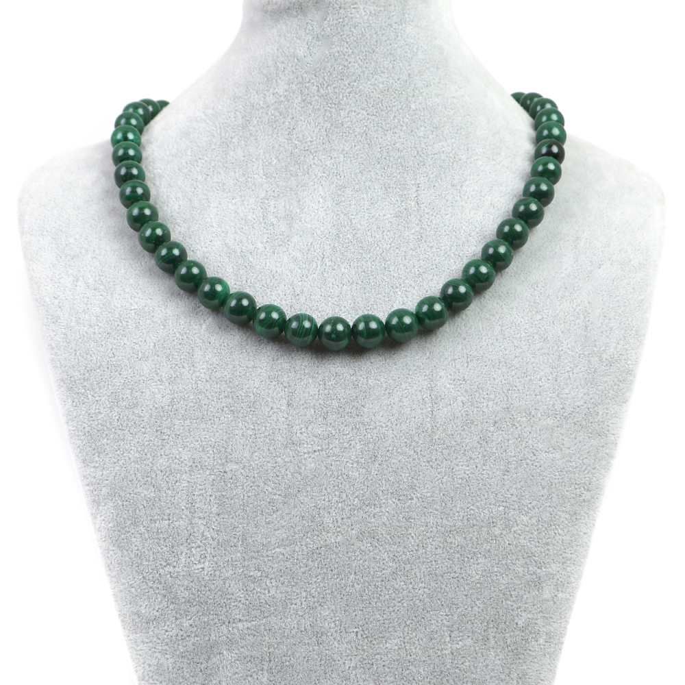 シンプルストーンネックレスマラカイト 丸玉 10 mm 天然石ビーズパワーストーン