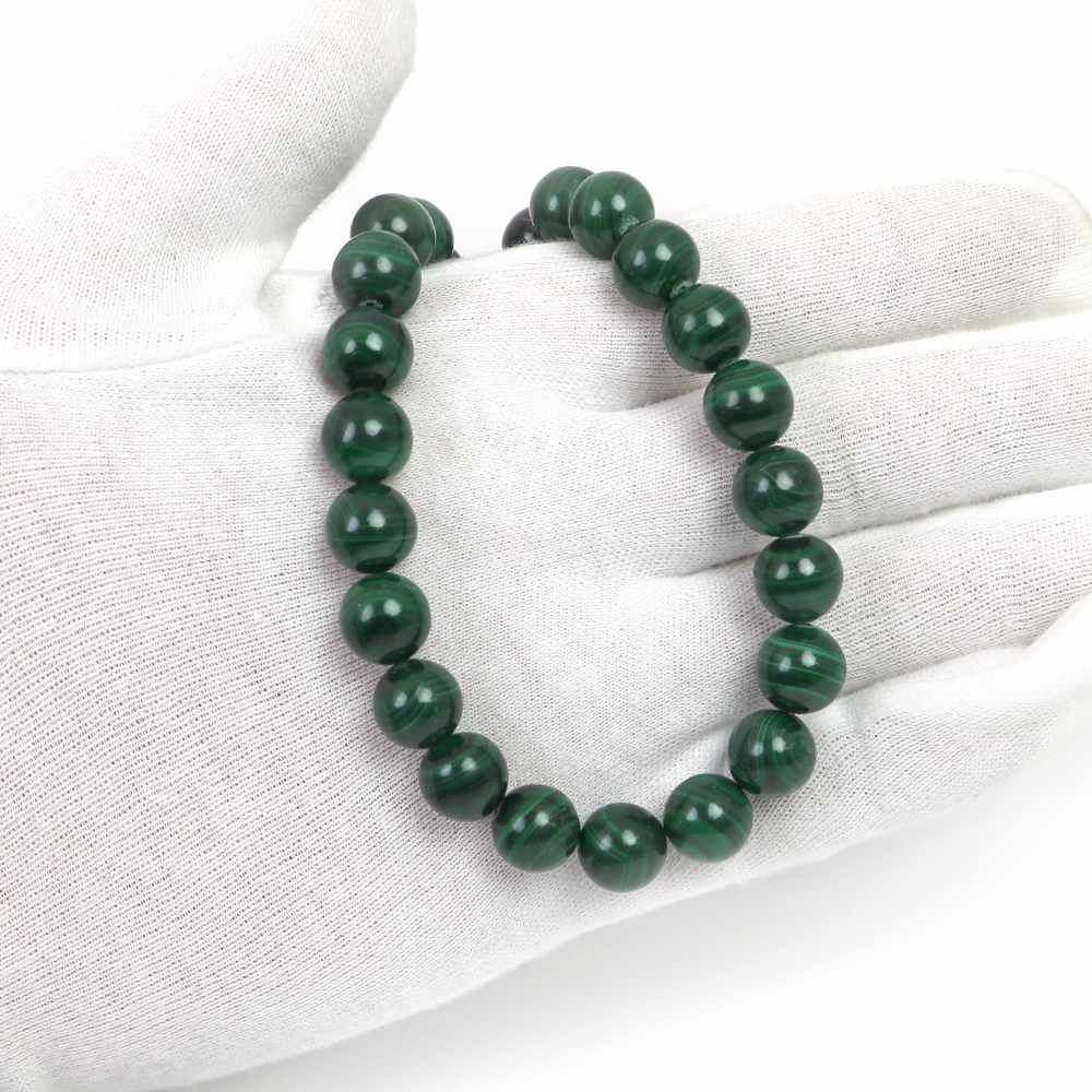 シンプルストーンネックレスマラカイト 丸玉 10 mm 天然石ビーズパワーストーン