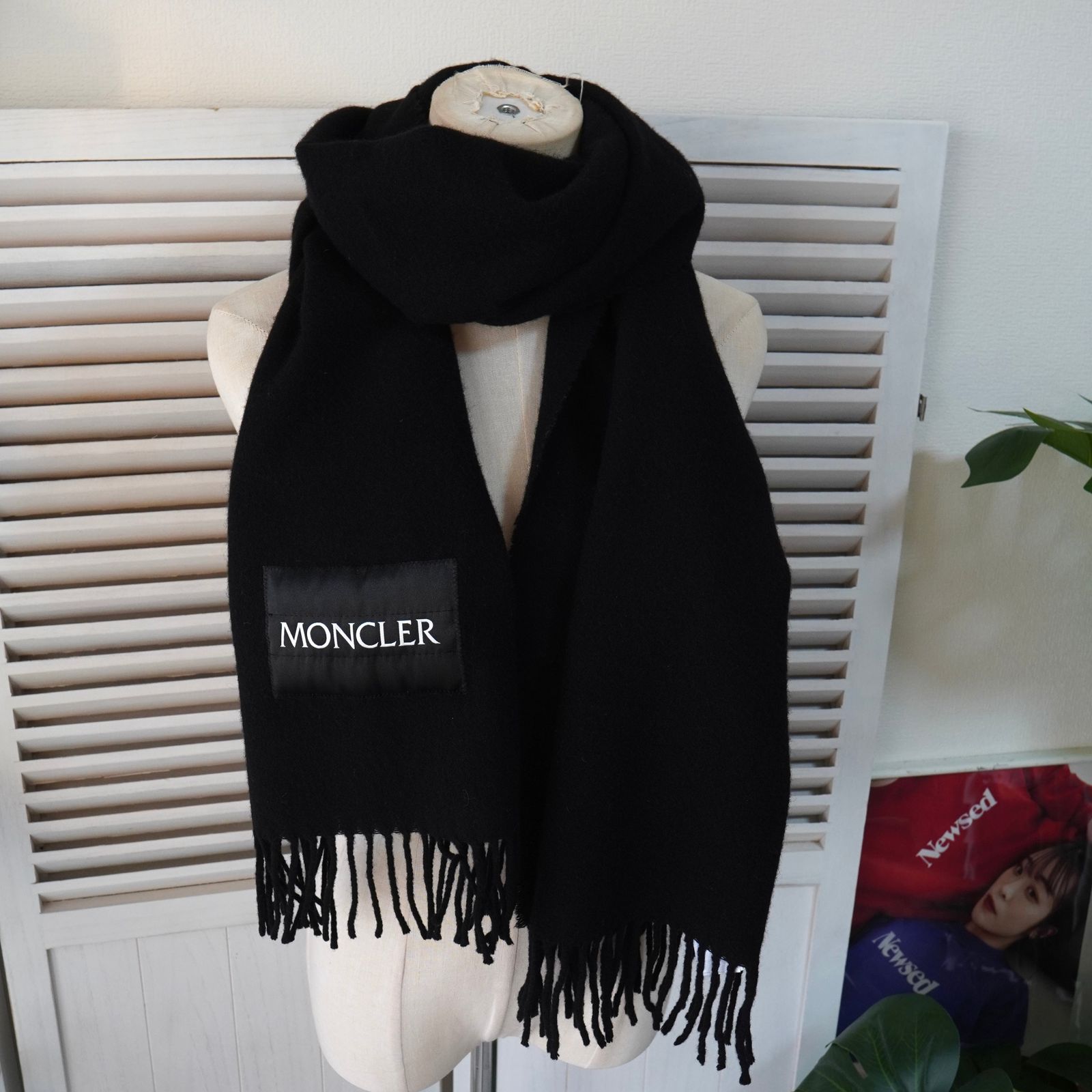 BlackFriday限定割引5％オフ】モンクレール ロゴ ウール 大判 マフラー