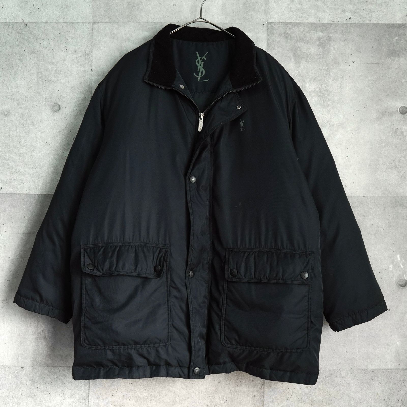 YSL イヴサンローラン ヴィンテージ ジャケット S ブラック イヴサンローラン YSLロゴ ダウンジャケット ブラック - メルカリ