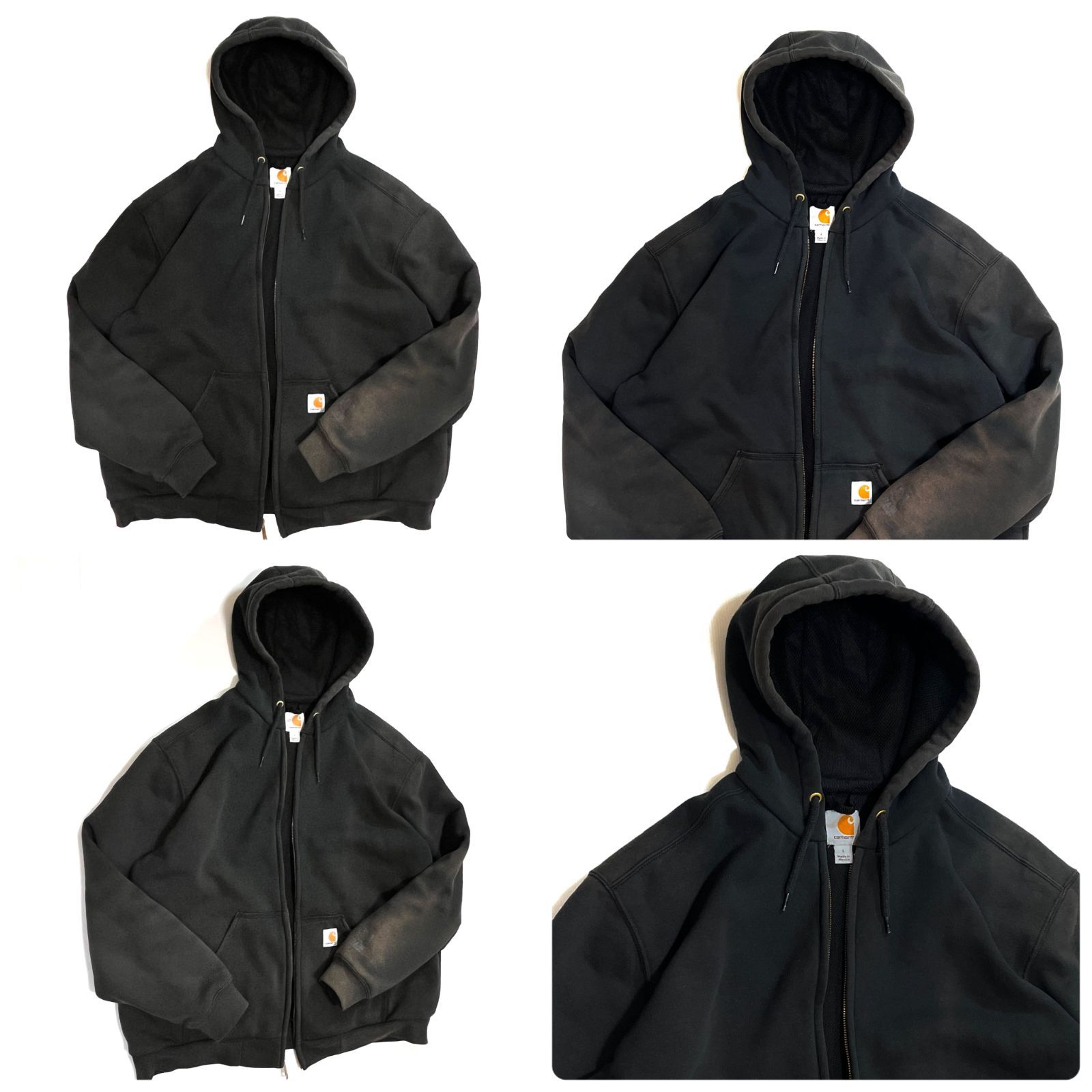 極上フェード Carhartt カーハート L BLK ブラック ジップアップ 裏 