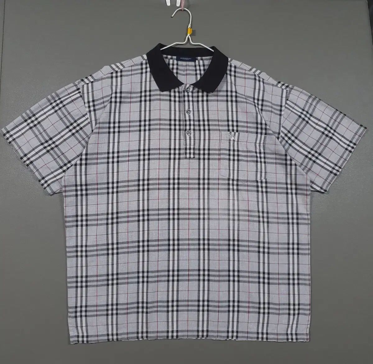 2XL) バーバリー ロンドン クレスト ノバ チェック 半袖 カラーTシャツ ポロシャツ グレー