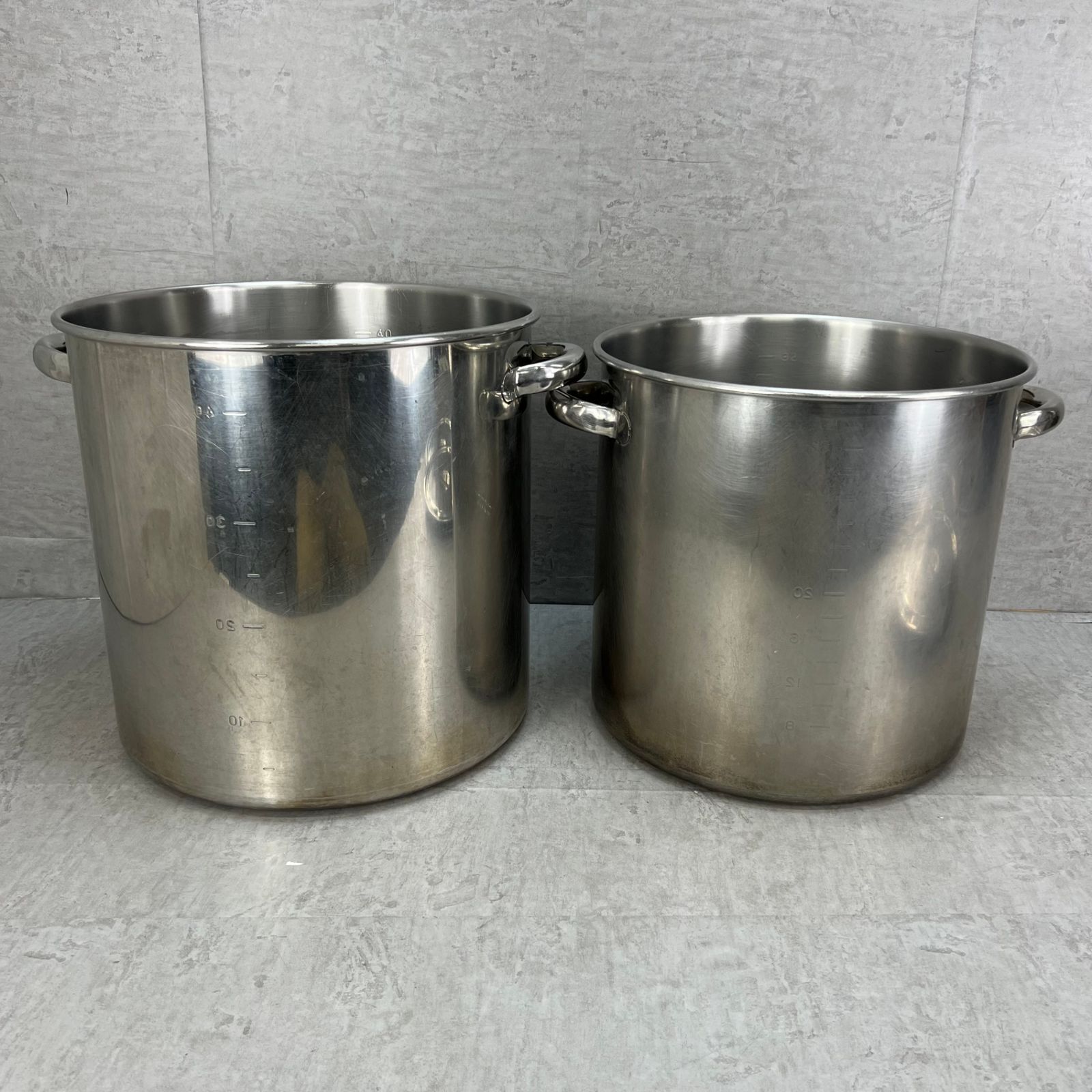 業務用 大型寸胴鍋 セット 40 L 32 蓋つき 厨房 調理 大人数 合宿 キャンプ 炊き出し 鍋料理 カレー