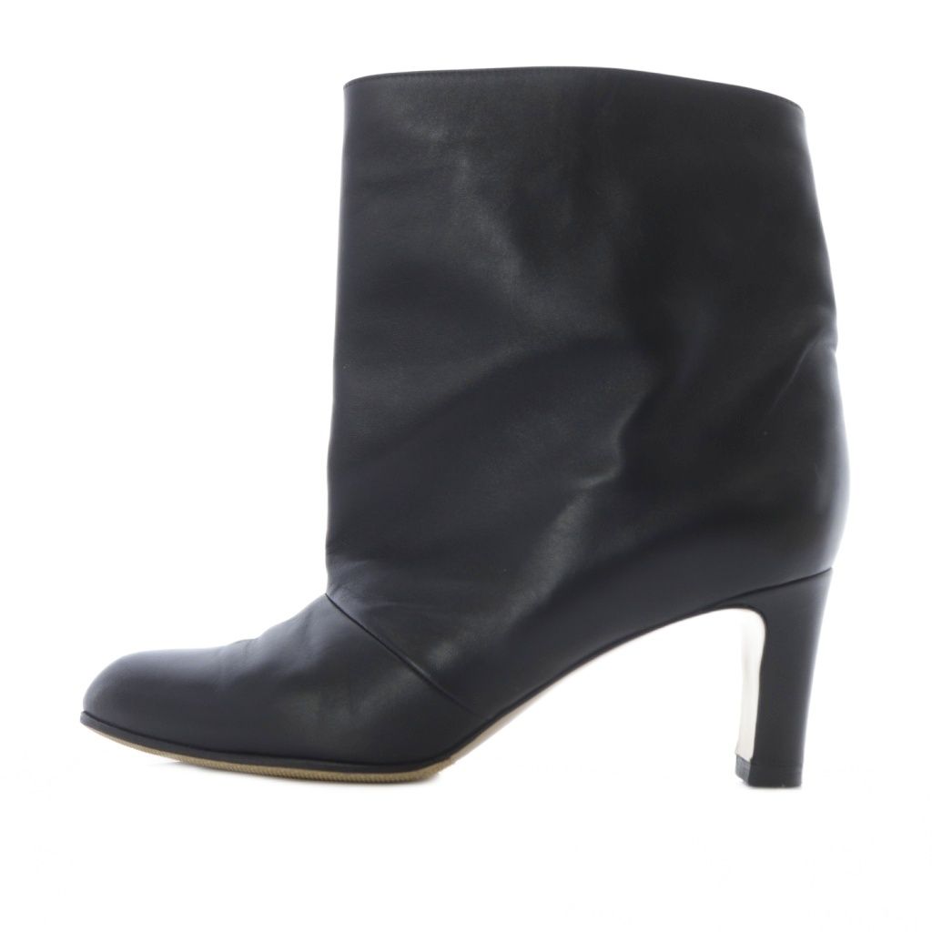 NEBULONI ブラック レザー ショートブーツ37 ネブローニ Nebuloni レザーショートブーツ ハイヒール 37 黒 - メルカリ