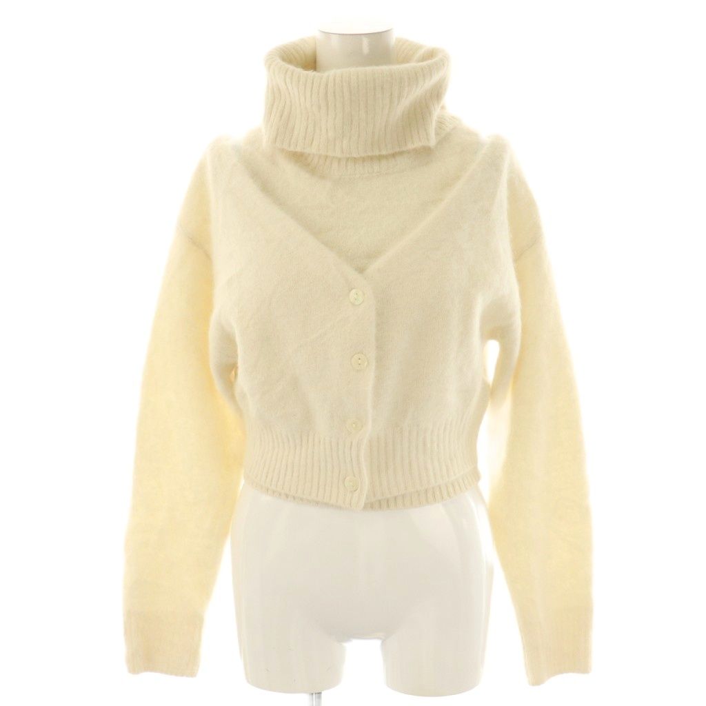 スナイデル SNIDEL 24 AW アンサンブル フォックスアルパカショートカーデ フォックスアルパカノースリタートルプルオーバー F ホワイト HK OS