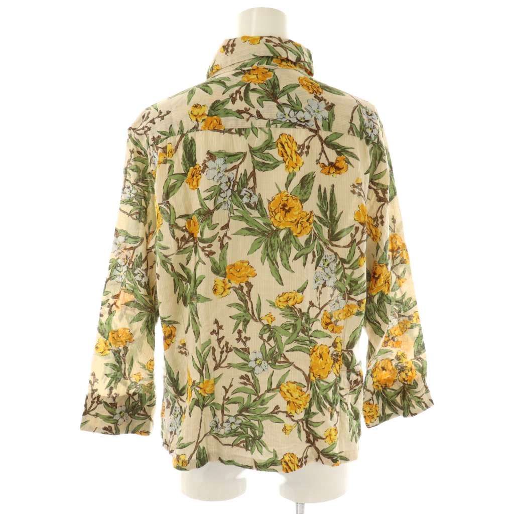 フォーティーファイブアールピーエム 45 R rpm 度甘平ホウセンカプリントの四角シャツ 総柄 九分袖 ベージュ |HK OS