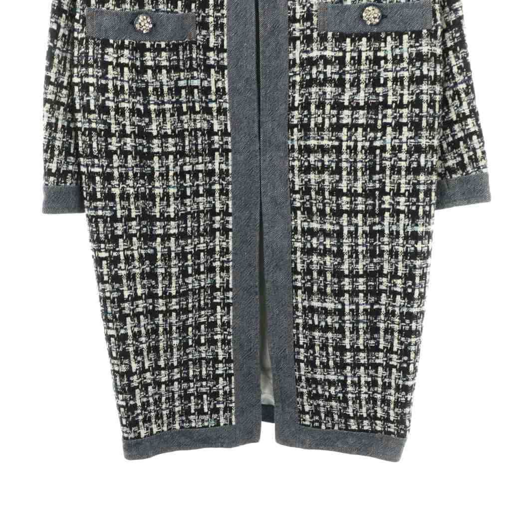 グレースクラス GRACE Class デニム切替 ツイードコート ノーカラー