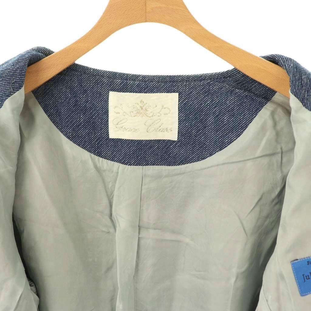 グレースクラス GRACE Class デニム切替 ツイードコート ノーカラー