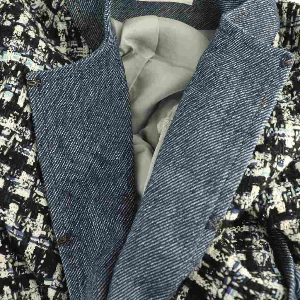 グレースクラス GRACE Class デニム切替 ツイードコート ノーカラー