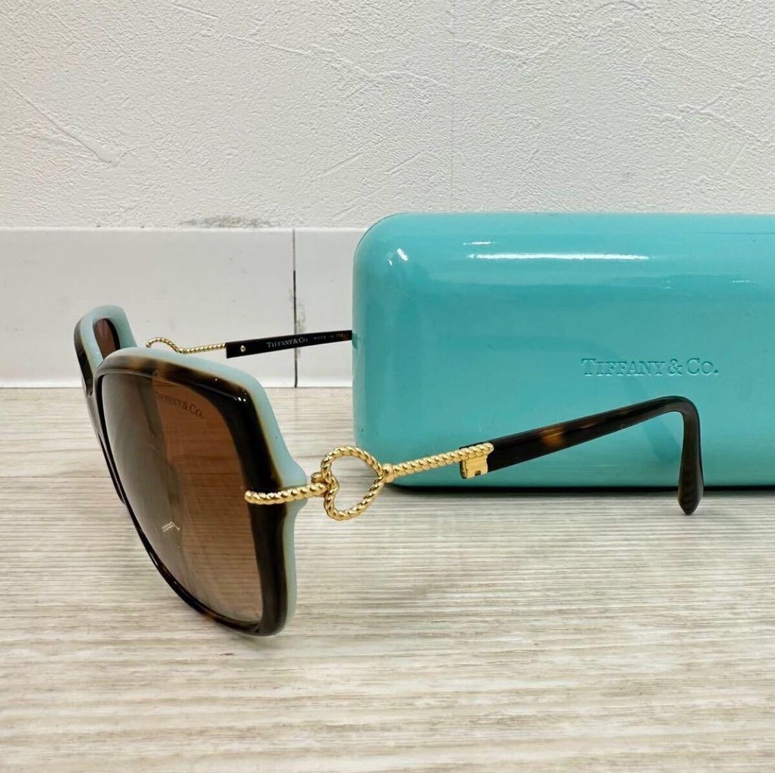 TIFFANY - Co. ティファニー ハートキー サングラス TF 4101-F 8134|3 B 58□17 135 2 N ティファニーブルー x べっ甲 ゴールド 612