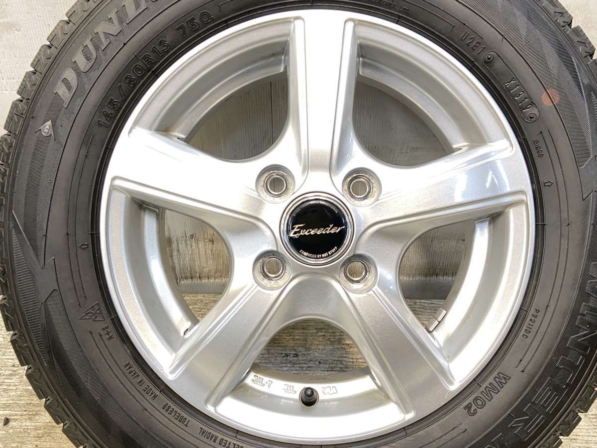  145 80 R 13 ダンロップ ウィンターマックス WM 02 エクシーダー x 4 0 43 100 4穴 タイヤ スタッドレスタイヤ ホイールセット 4本セット w タイヤ ホイールセット タイヤ ホイール