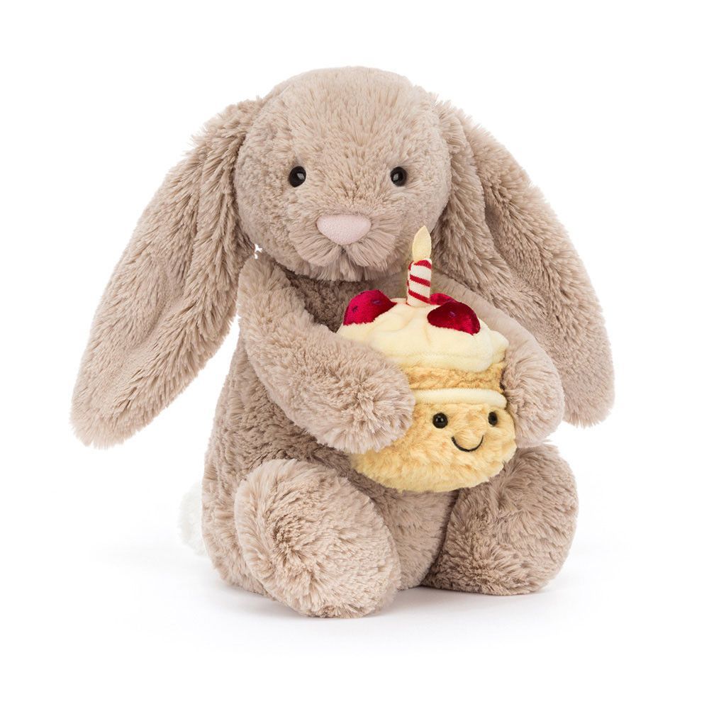 新品　ジェリーキャット　バシュフルバニーベージュ　誕生日ケーキ　ぬいぐるみ　袋付 新品 ジェリーキャット バシュフルベージュバニー 誕生日ケーキ