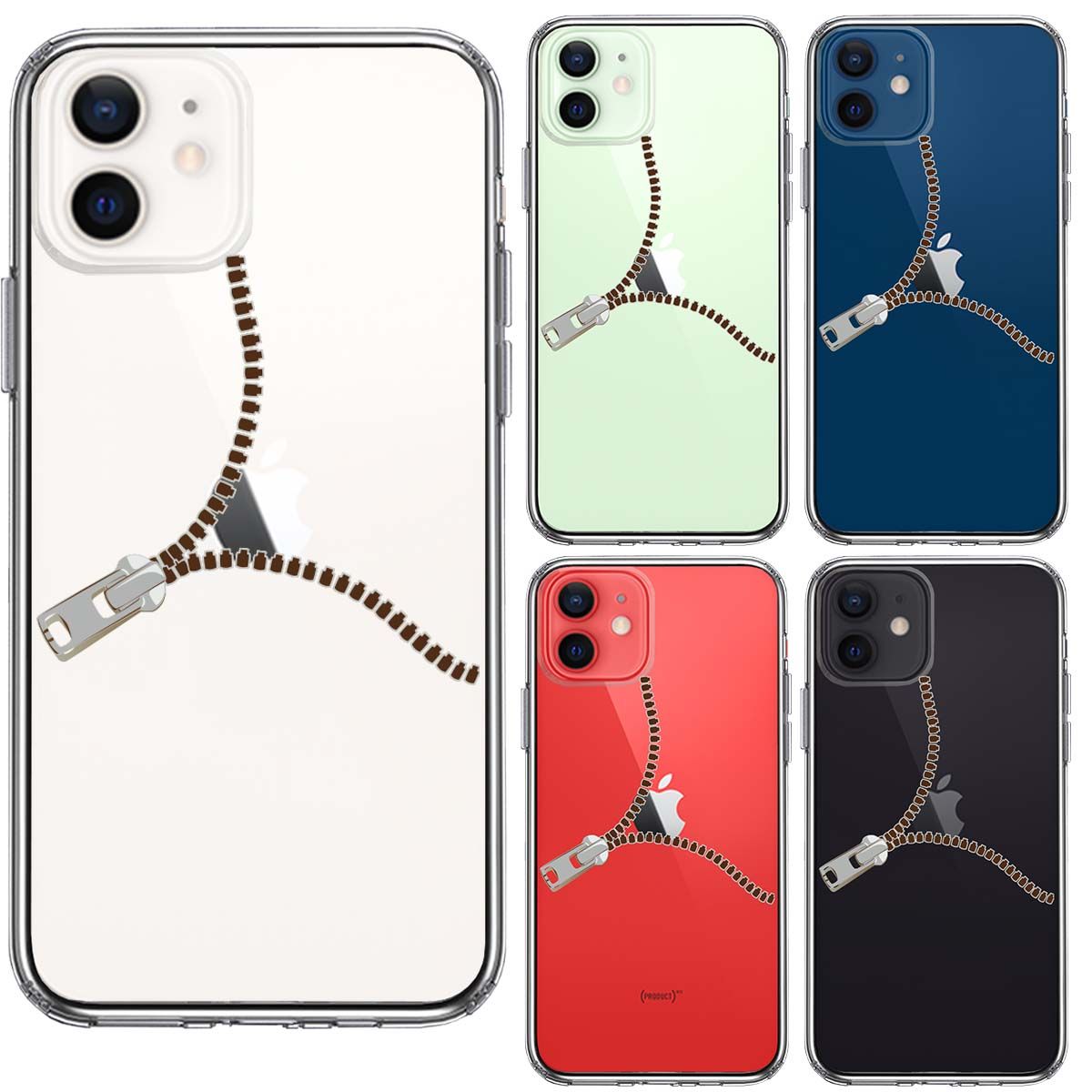 iPhone12mini ケース クリア ジッパー スマホケース 側面ソフト 背面
