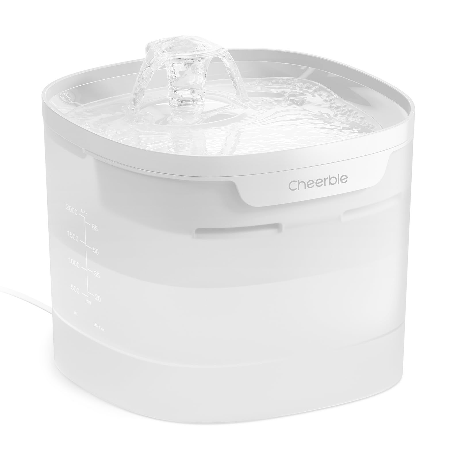 Cheerble 猫 自動給水器 猫水飲み器 猫給水器 ポンプレス 循環式 お手入れ簡単 食洗機対応 常時稼働モード 大容量2 L 静音 犬給水器 活性炭フィノレター付き E 1 Lite