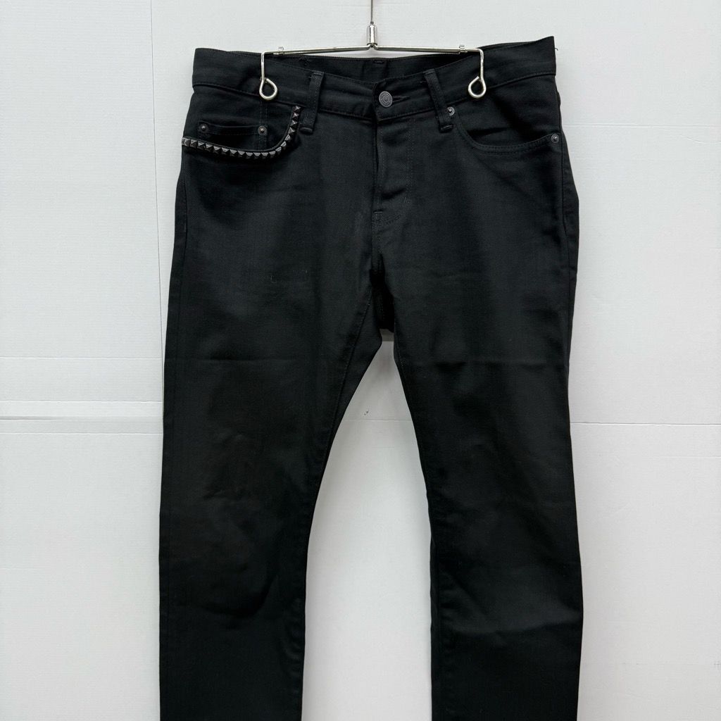 美中古 HYSTERIC GLAMOUR スタッズデニム ブラック スキニー 30インチ 