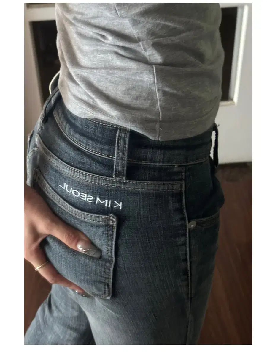 キムSEOUL キムあんさんぶるスターズ SEOUL kimseoul ブルー ヴィンテージ ローデニム ブーツカット M