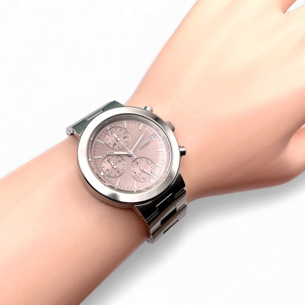 美品□稼働 シチズン XC クロスシー 0560-H25969 ピンクダイヤル