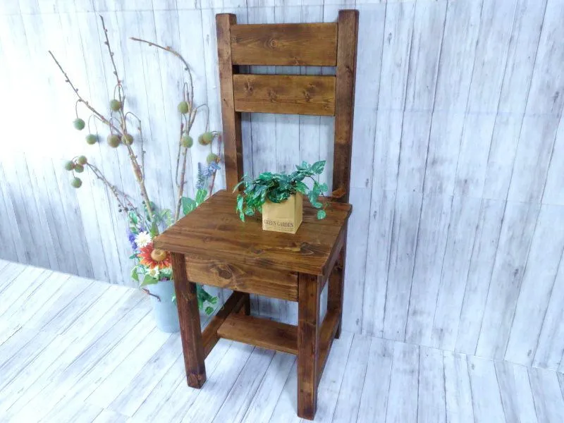 ハンドメイド 1人掛けチェア ストレートタイプ（ダークチーク色）