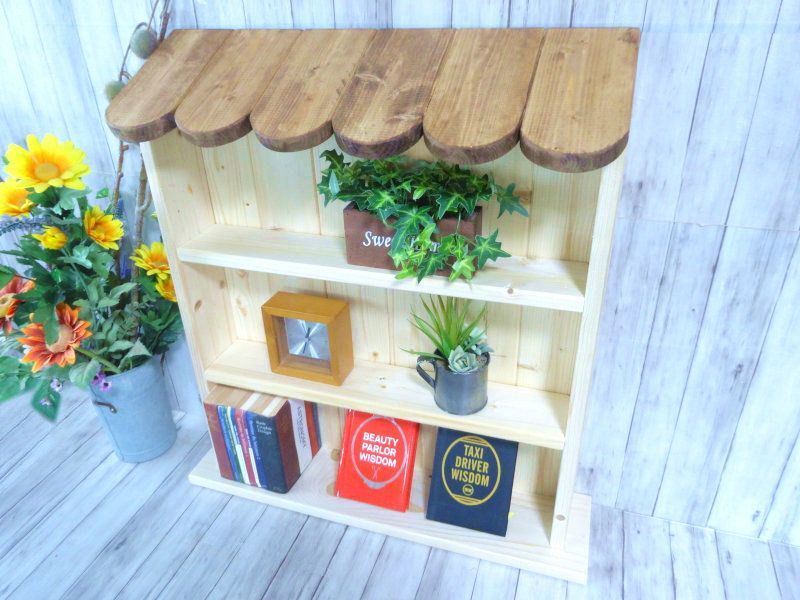 ルーフシェルフ チーク色×ナチュラル