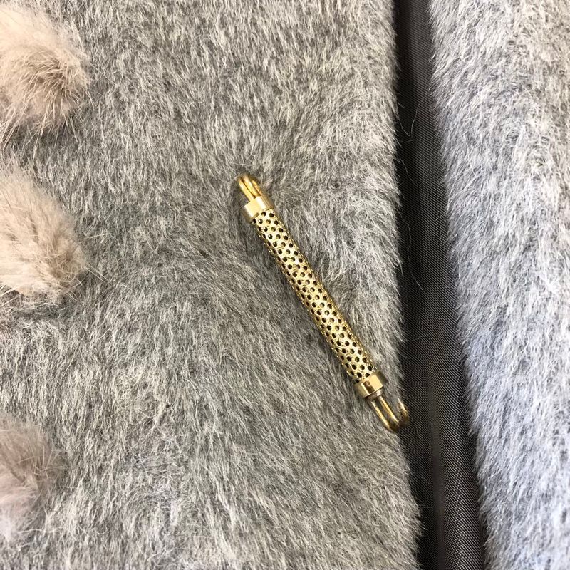 イタリヤ 伊太利屋 コート アルパカ混 オープンフロント ミンク付き