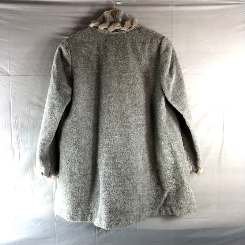 イタリヤ 伊太利屋 コート アルパカ混 オープンフロント ミンク付き