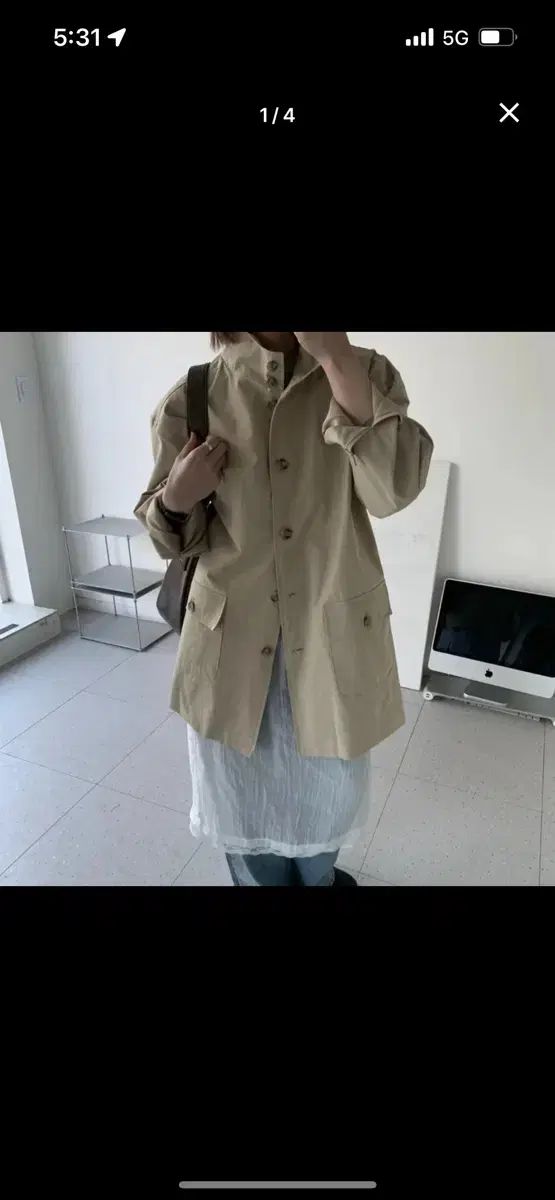 ハーフ オーバーサイズ トレンチ ウォーク ジャケット
