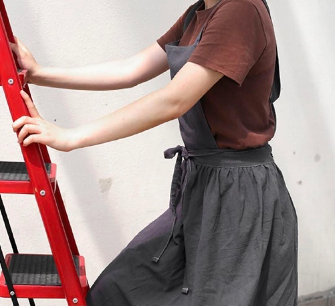 エプロン おしゃれ クロス型 大人 グレー シンプル 無地 キッチン