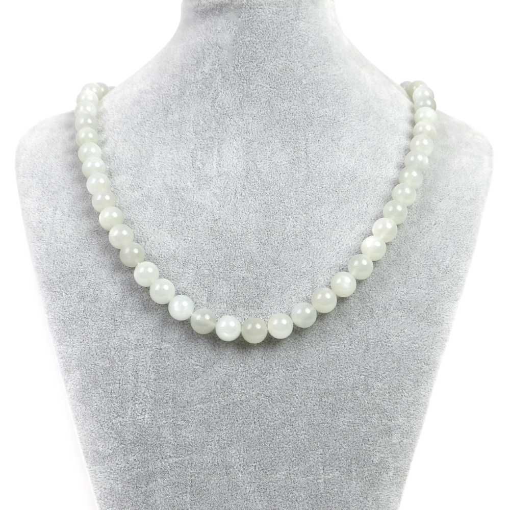 シンプルストーンネックレスムーンストーン 白 丸玉 10 mm 天然石ビーズパワーストーン