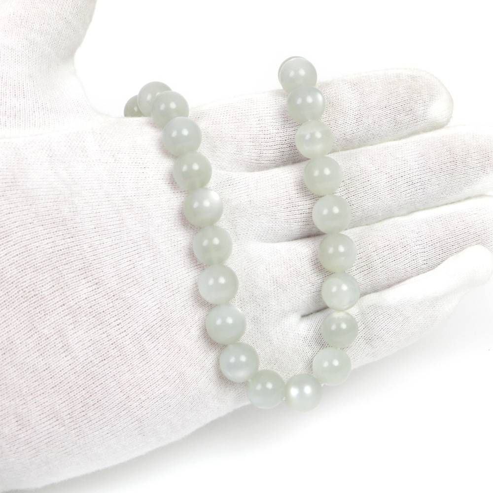 シンプルストーンネックレスムーンストーン 白 丸玉 10 mm 天然石ビーズパワーストーン