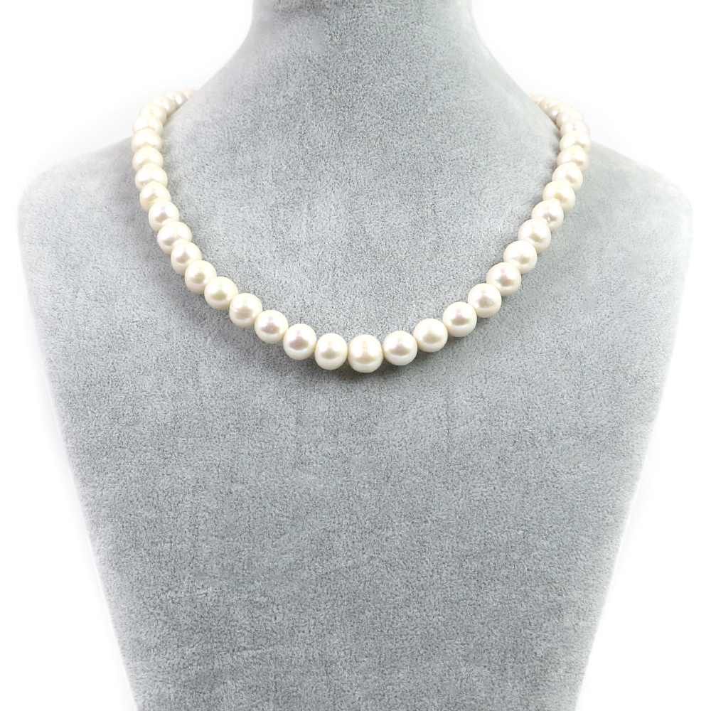 シンプルストーンネックレス淡水パール ホワイト ポテト 10～11 mm 天然石ビーズパワーストーン