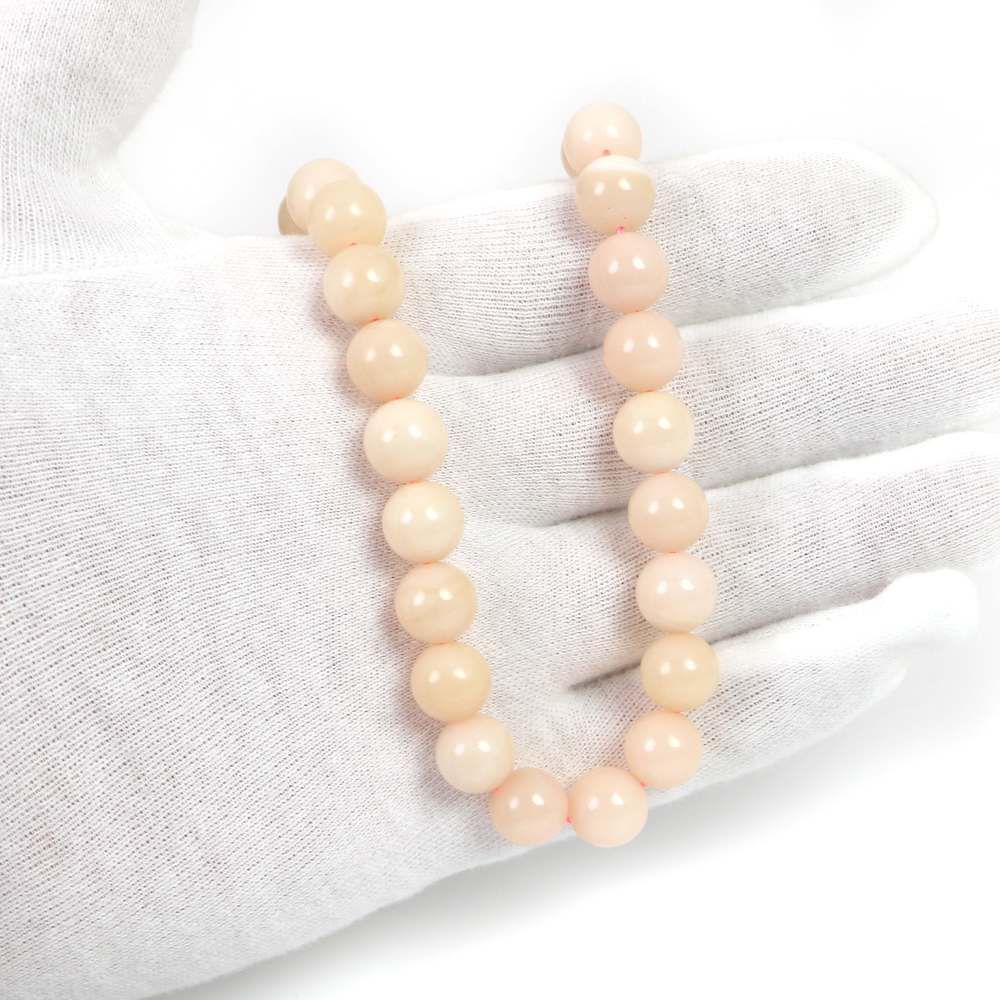 シンプルストーンネックレスピンクオパール 丸玉 10 mm 天然石ビーズパワーストーン