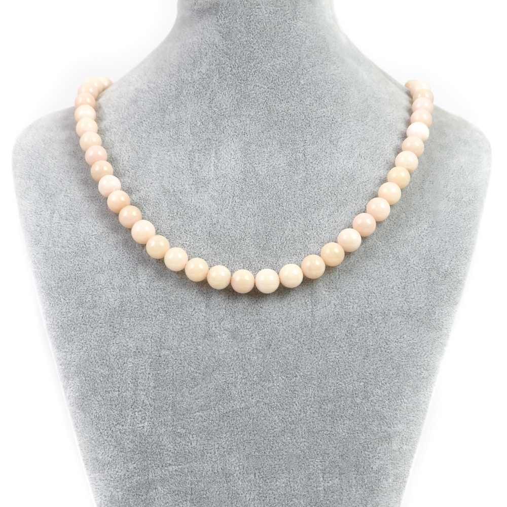 シンプルストーンネックレスピンクオパール 丸玉 10 mm 天然石ビーズパワーストーン