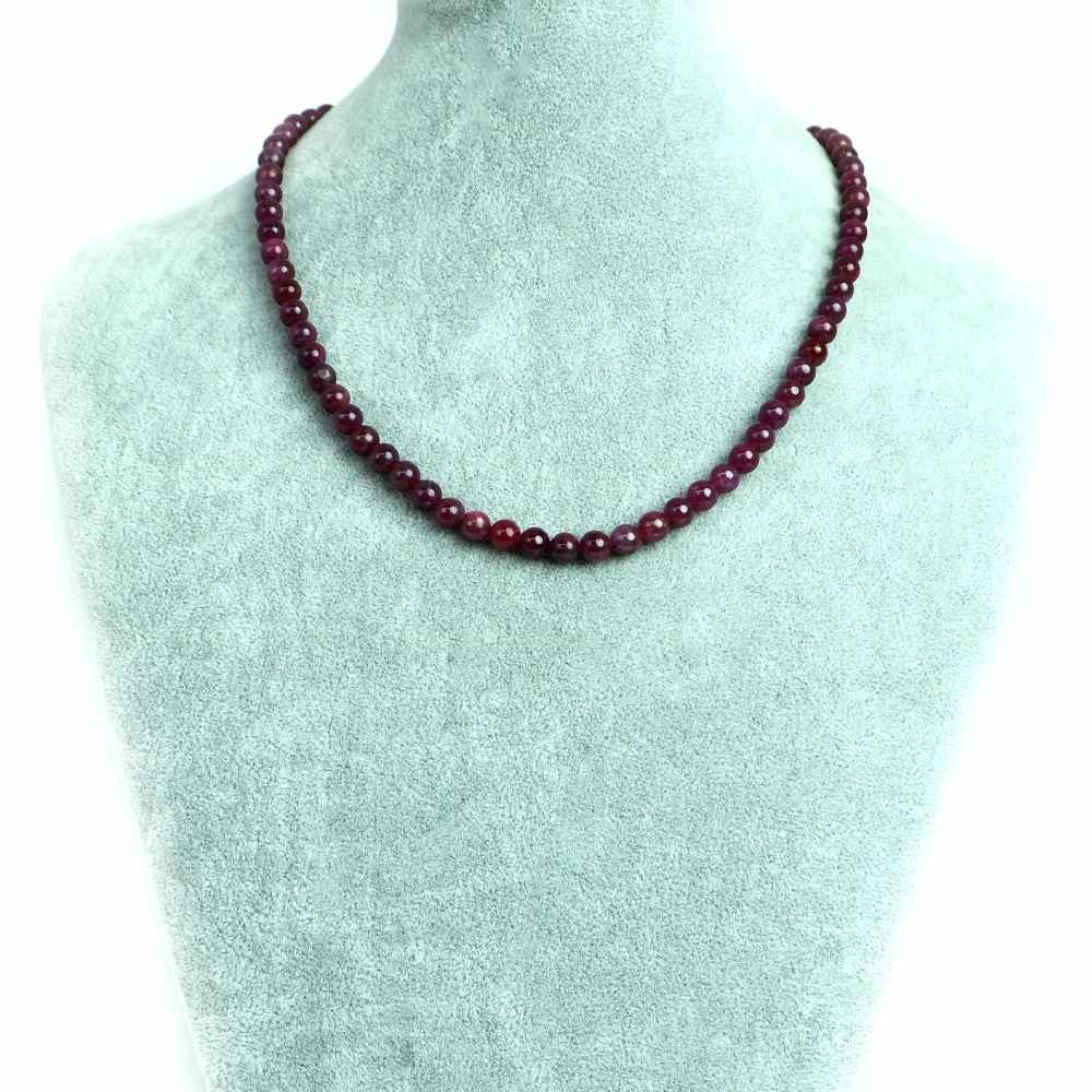 シンプルストーンネックレス ルビー 丸玉 6ｍｍ 天然石 ビーズ パワーストーン