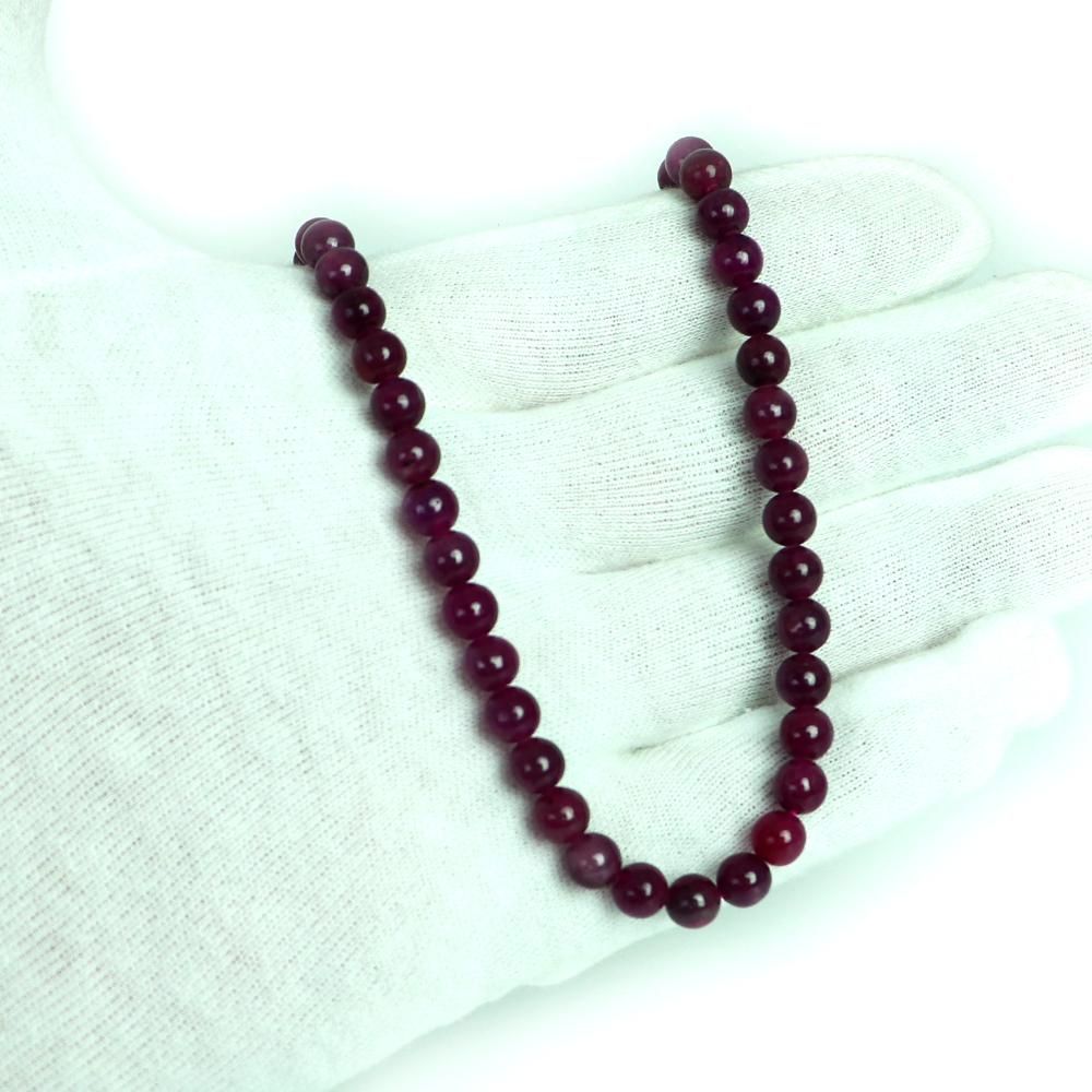 シンプルストーンネックレス ルビー 丸玉 6ｍｍ 天然石 ビーズ パワーストーン