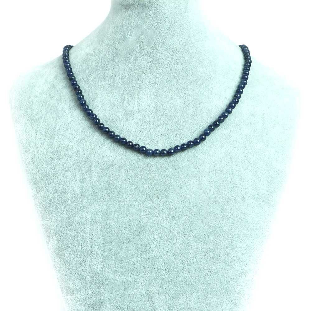 シンプルストーンネックレス サファイア 丸玉 5.5ｍｍ 天然石 ビーズ パワーストーン