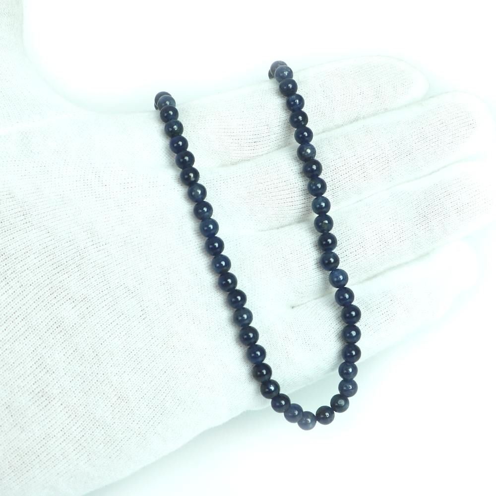 シンプルストーンネックレス サファイア 丸玉 5.5ｍｍ 天然石 ビーズ パワーストーン