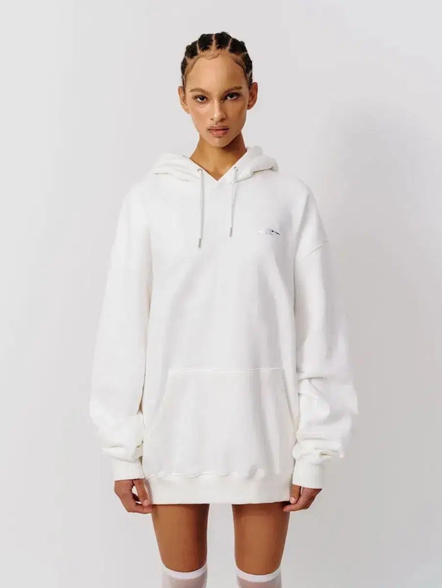 メタル オーバーサイズ WHO フーディー 白