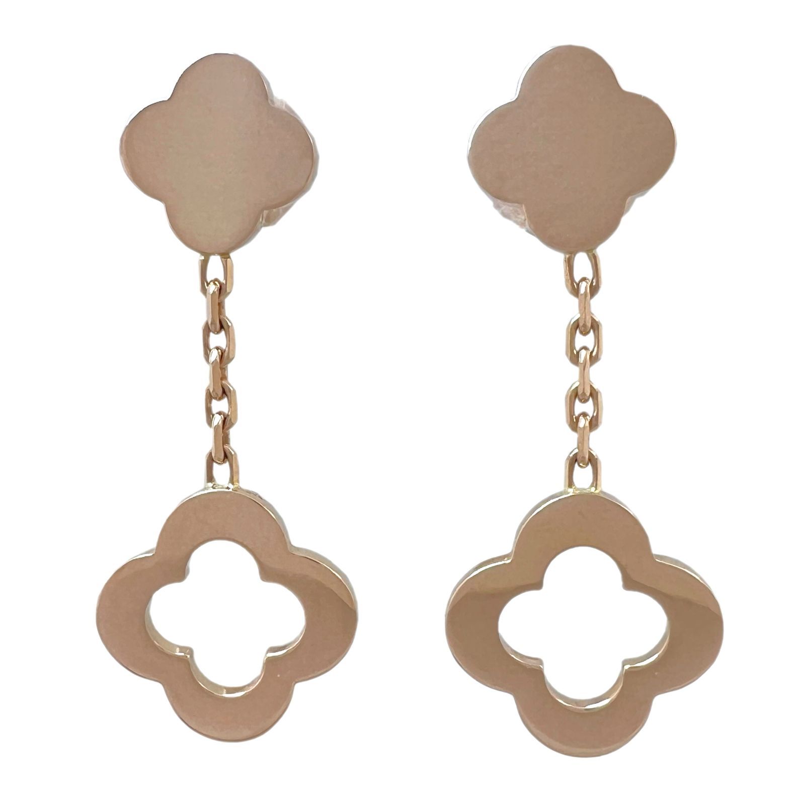 Van Cleef Arpels ヴァンクリーフ アーペル ピアス ビザンチン アルハンブラ 750 K 18 PG VCA スイング ブラ クローバー