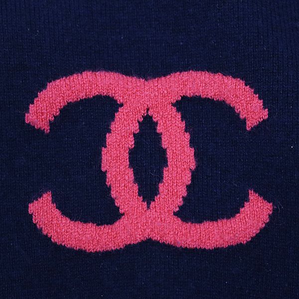 美品 シャネル P70525K10076 ニット ネイビー ココマーク トップス 34