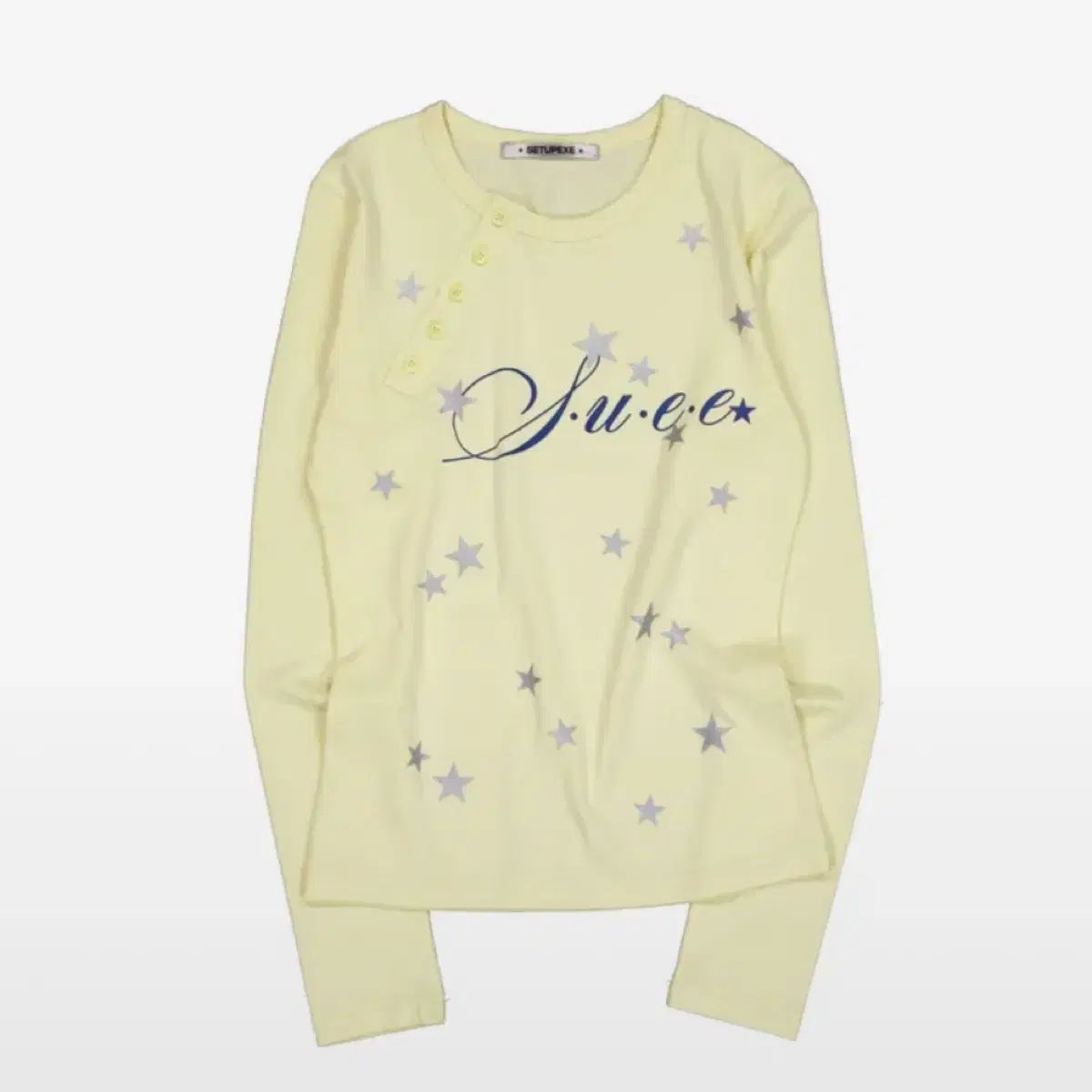 セットアップEX イエロー スター ヘンリーネック 長袖Tシャツ