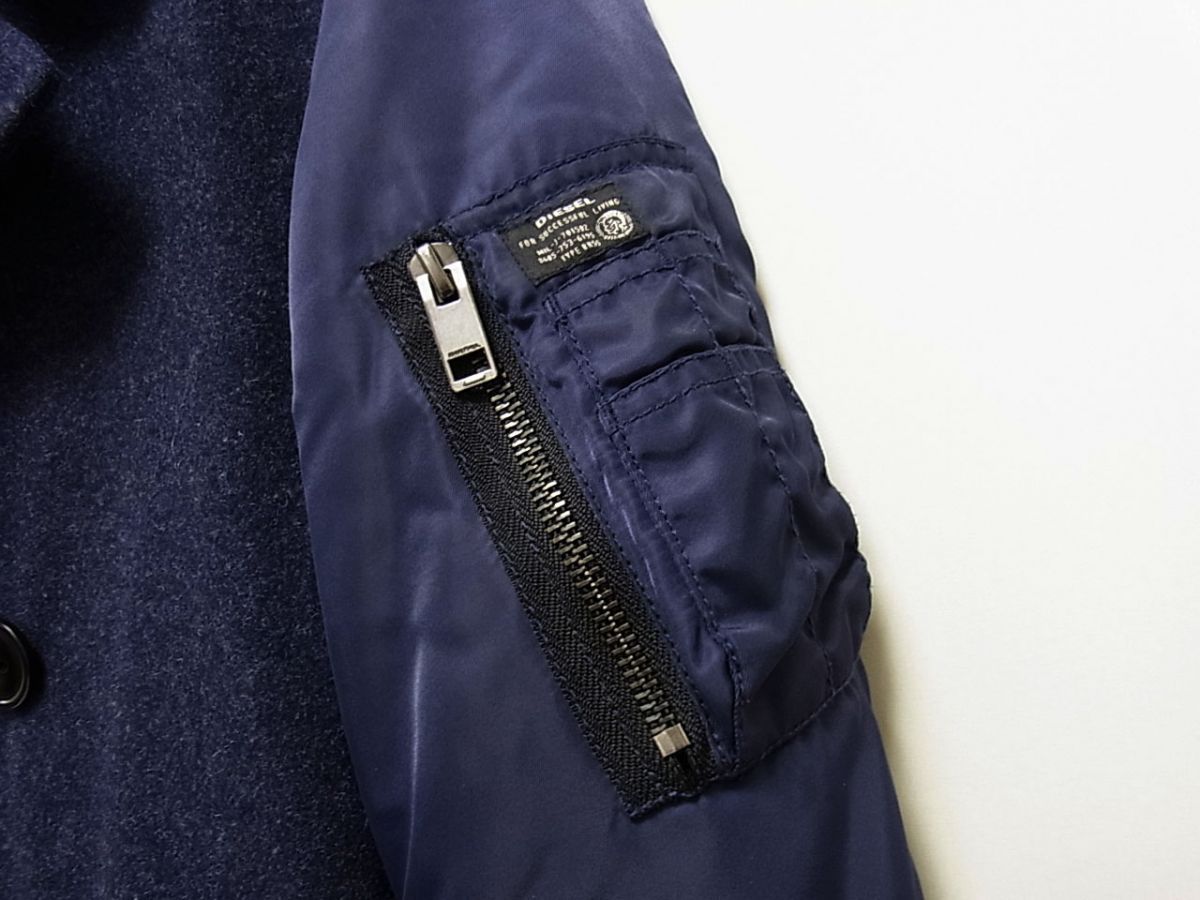 美品⁑ディーゼル ピーコート MA-1 メルトン×ナイロン 裏地キルティング