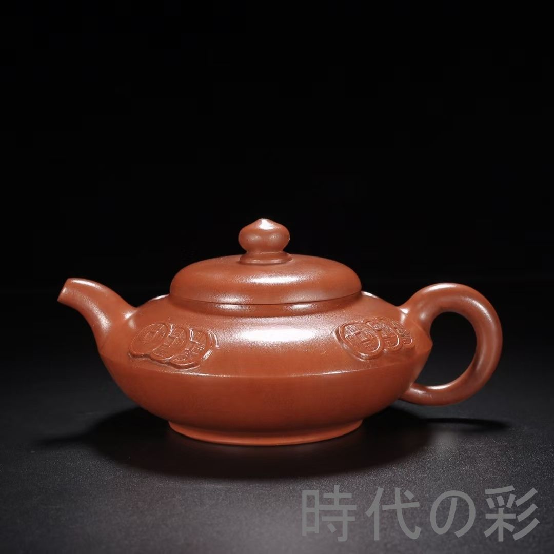 旧蔵 顧景舟 合歓壺 原鉱朱泥 紫砂壺 名家作款 茶器 急須 手作り 宜興 朱泥 紫砂 中国茶器 煎茶道具 時代物 唐物 在銘 骨董品 古美術 陶器